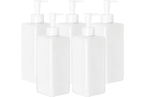 ‎YOUNGEVER Youngever 5er-Set 500ML Pumpflaschen für Shampoo, Mehrweg Kunststoff Pumpspender Seifenspender Dispenser Lotionspender Leerflasche für Flüssige Shampoo Lotionen Küche Bad (weiß)