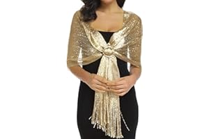 BABAHU Sparkling Metallic Shawls and Wraps with Buckle for Evening Party Dresses Wedding Party
