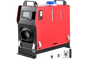 VEVOR Calentador de Aire Diesel 12V 5KW Calentador de Combustible Calefacción Estacionaria Calentador Diesel Aire Calentador de Estacionamiento Control Remoto con Interruptor LCD (1 Salida de Aire)