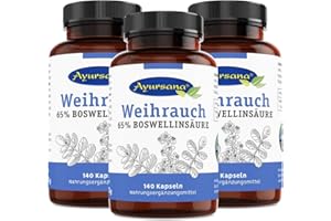 ‎AYURSANA Ayursana Weihrauchkapseln hochdosiert - 420 vegane Kapseln - 800 mg Boswellia Serrata Kapseln (Tagesdosis) - 65% Boswelliasäuren - Für Gelenkschmerzen