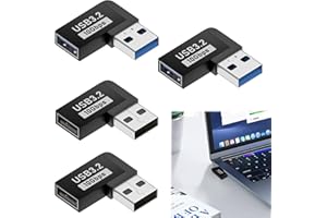 DONOONIS Adattatore USB 90 Gradi, 4 Pezzi, USB Maschio Femmina 90 Gradi L Forma, Angolo Sinistro e Angolo Destro, Compatibile Con Macbook Pro, Portatile, Galaxy, Telefoni Di Tipo C e Altri
