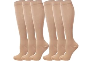 Kuzimua 6 Paia di Calze a Compressione Graduata per Uomo E Donna, per Sport, Running, Corsa, Escursioni, Ciclismo, Giri in Bici, Sportive, Gravidanza, Viaggi in Aereo