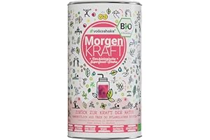 VOLKSSHAKE BIO Morgenkraft | Smoothiepulver | 500g | DE-ÖKO-006 | Der biologische Wachmacher am Morgen | Über 30 Superfoods wie Beeren, Kurkuma, Guarana und Maca | Premiumqualität vom Bodensee | Made in Germany