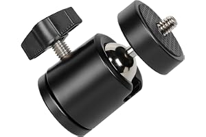 Stativgänga för stativ, 1 pack, 1/4" tums gänga och 360° graders kulhuvud, svart, av metall, stativadapter med monteringsplat