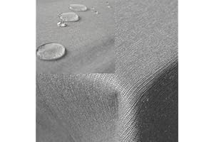 JEMIDI Obrus na stół ogrodowy 160 x 260 cm, odporny na działanie wody, zmywalny, kwadratowy – obrus z ochroną przed plamami, wygląd lnu, jasnoszary