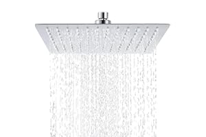 Duschkopf Regendusche (200 * 200 mm), Yapwiki Regenbrause Duschkopf Edelstahl Kopfbrause Duschkopf mit Anti-Kalk-Düsen, Quadratisch Regenduschkopf Wassersparend Regendusche Brausekopf für Bad