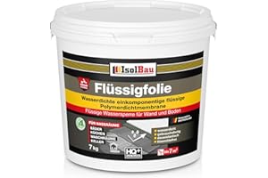 Isolbau Flüssigfolie 7 kg - Abdichtung für Dusche, Bad, Küche - MPA-Zertifikat Duschabdichtung für Wand und Boden - Abdichtungsmasse Wasserdicht und Lösemittelfrei