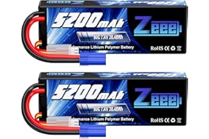 Zeee 2S Lipo Batería 5200mAh 7.4V 80C Estuche rígido Batería con Enchufe EC5 para 1/8 1/10 Vehículos RC Coche RC Buggy Truggy RC Avión UAV Drone FPV (2 Unidades)