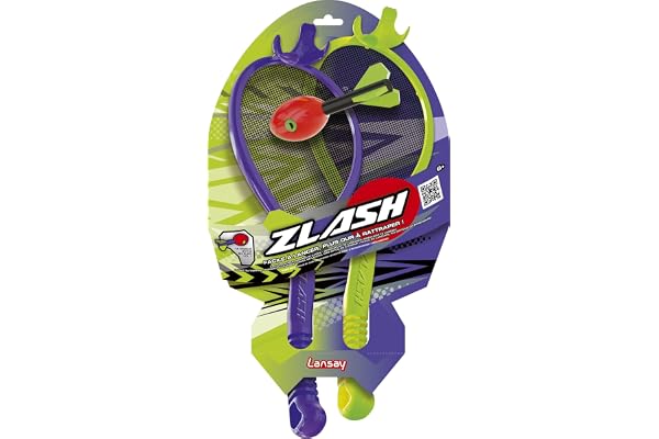 Lansay – ZLASH – Jeu de Lancer et rattrapage Enfant 6 Ans+ – Raquettes avec Missile siffleur – Jeu d’adresse en Plein air – Activité Sportive extérieure Jardin, Parc, Plage – À Deux Joueurs
