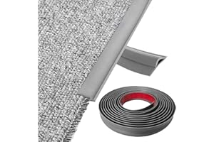 INSCRIP Carpet Trim Strip, Self-Adhesive Carpet Trim Strip, Adhesive TPE Laminate Floor Door Strip, Edge Trimming Decor, Door Floor Transition Threshold Edgings Trim, Flooring Edge Strip (Dark Gray-1M)
