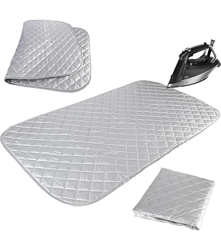Tapis De Repassage Portable En Coton Argent Métallique 60x55cm - Résistant Aux Hautes Températures, Pliable Et Pratique