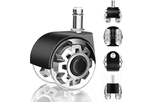 WECUTE Krzesło biurowe, 11 x 22 mm, 5 kółek, krzesło biurowe, obrót o 360 stopni bez zarysowań, bez hałasu, kółka do krzesła biurowego, drewniane podłogi, dywany (11 x 22 mm)