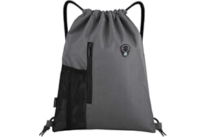 LIVACASA Mochilas de Cuerdas Mujer Hombre Toma USB para Auriculares con Bolsillos Mallas para Botellas Tela Oxford Bolsa de Cuerdas Mochilas Impermeables para Yoga Gimnasio Deportes