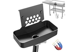 BSTTEK Magnetic Rear Grease Drainage Funnel for Blackstone Griddle Accessories Universal 17/22/28/36 with Integrated Grease Gate, Liners Saving Catcher Cup Compatible with Hood (Only 28/36), Wind Guard