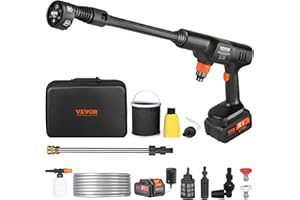 VEVOR Nettoyeur Haute Pression sur Batterie sans Fil 21 V Nettoyeur Haute Puissance Portable 652 PSI 50 bar Laveuse Électrique 3,5 L/min Batterie 4,0 Ah Chargeur pour Nettoyage Terrasse Jardin Voiture