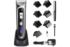 HOMEASY Set Tagliacapelli Regolabarba Elettrico Uomo con Pettini di Fissaggio da 0,8 a 32,8mm senza Filo per Adulti e Bambini