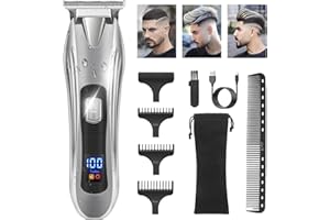 HSKAI Hair Clippers Cordless, Beard Trimmer Men with LED Display, 7000RPM Rechargeable T-Blade Hair Trimmer Barber Clipper for Home Haircuts, Detailer Trimming and Baldheaded Shaver, Gifts for Men