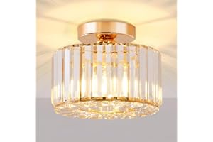 Seruno X Lampadario Moderno in Cristallo, Plafoniera Oro con Paralume in Vetro, Plafoniera a Semi-incasso E27 per Soggiorno, Camera da Letto, Cucina, Sala da Pranzo, Corridoio, Bagno, Ingresso