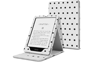 TNP PRODUCTS Etui TNP na Kindle Paperwhite Cover 11th Generation-2021 / Signature Edition 6,8 cala czytnik e-booków ze składanym stojakiem, pionowe etui z klapką z papieru origami, biała okładka, wysokiej jakości skóra PU, kropki