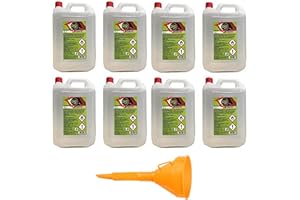 HYTAMA TOOLS 8 Pezzi - 40 Litri - Bioetanolo combustibile stufe Bio Sprint 5 litri 99,9% inodore no fumo naturale no zolfo + Imbuto 145mm