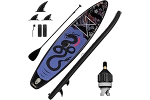 FEATH-R-LITE Aufblasbares Stand Up Paddling SUP Board mit Verstellbarem Mit Paddel,3 Abnehmbare Flossen