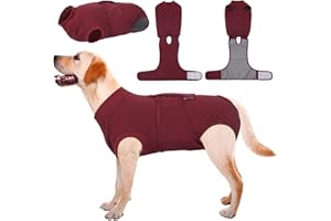 Kuoser Hundebody nach OP, OP-Body für Rüde & Hündin, Schutzanzug nach Kastration, Anti-Leck Body für Hunde, Alternative zum Halskragen, Dunkelrot XL