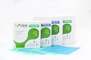 BIODAM - LATEX RUBBER DAM – BLUE - 36 PCS - 6" X 6" – THICK