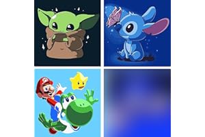 LMAZG 4 Pack Malen-Nach-Zahlen-Set füR Kinder, 4 Cartoon-Figuren, DIY---- füR Jungen Und MäDchen Im Alter Von 5–6–7–9–10 Jahren