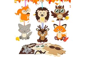 DKINY Set di 12 Animali Fai Da Te per Bambini, Mix & Match, Arte e Artigianato, Gufo, Scoiattolo, Volpe, Cervo, Leone, Kit Creativi per Il Fai Da Te, Foresta Autunnale