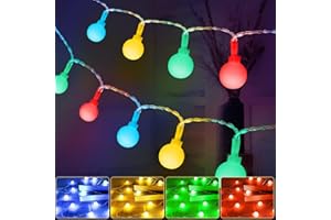 AUAUY Kolorowy łańcuch świetlny, 6 m, 40 diod LED, zasilany bateriami, idealny łańcuch świetlny na imprezę, 2 tryby pracy, wodoszczelny, do użytku wewnątrz i na zewnątrz, na wesele, Nowy Rok, do