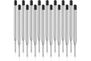 Mauepersu 16 Pièces Recharge Stylo Bille, Recharge Standard Internationale, recharges de remplacement en métal pour le format G2, largeur de trait 1,0 mm M, couleur d'écriture (Noir)
