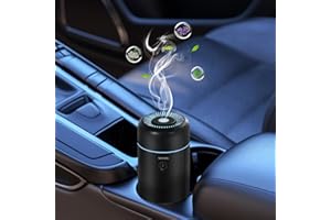 SEEDSEEL 100ML Car Aromatherapy Diffusers for Essential Oils，Mini Air Scent Small Humidifier with 7-LED Color Changing Light, Suitable for Car, Office,Home, bedrooms.（Black）