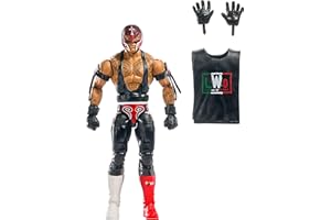 Mattel WWE Elite Collection - Set di action figure e accessori, Rey Mysterio, 15,2 cm, da collezione, con mani intercambiabili, anello e 25 punti di articolazione