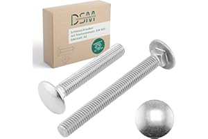 DSM – Schlossschrauben M6 x 80 mm nach DIN 603 – rostfreier Edelstahl A2/V2A – Vollgewinde – Flachrundkopfschrauben mit Vierkantansatz – Torbandschrauben – 50 Stück (Vorratspack)