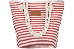 Landove Borsa da Mare Grande Vintage Borsa da Spiaggia a Righe Borse a Spalla Borsetta Tela Donna Tote Shopper