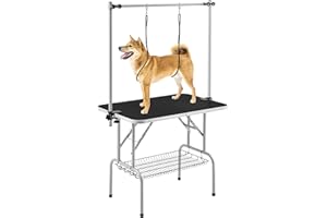 Yaheetech 91cm Pet Dog Grooming Table Height Adjustable Dog Beauty Table for Large Small Dogs w/Storage Basket/Noose Tools 164cm High Black
