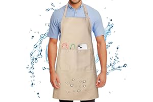 FunChaos Wasserdicht Schürze mit 2 Tasche Verstellbare Kochschürze für Männer Damen Kein Waschen Verhindert Ölstaubflecken Küchenschürze für Kochen BBQ Hundepflege Gartenarbeit Backen Malerei