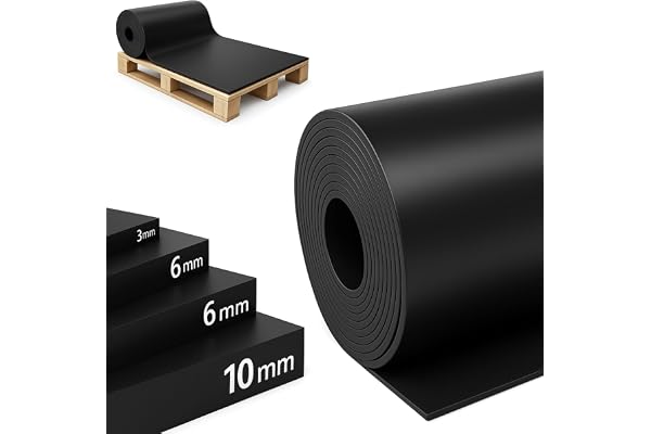 ETM SBR gummimatta 120 x 50 cm. 1 mm – metervara – svart och slät – byggskyddsmatta, halkfri gummigolvmatta – golvbeläggning