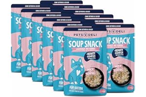 Pets Deli Katzensuppe Lachs – Getreidefrei mit Haut- & Fell-Komplex für glänzendes Fell – 12 x 40g