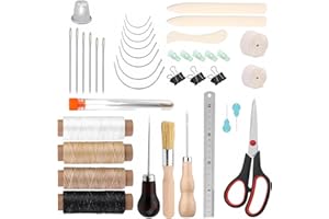 LANZLC Outils Reliure Livres Ensemble, Kit Reliure Livre, 41 Pièces Kit Reparation Cuir, Outils et Kits de Reliure Diy, Ensemble d'outils de Reliure, Couture à la Main Sur Cuir Ensemble