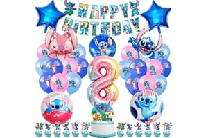 TYDEUS Luftballons Kinder Geburtstag Deko 8 Jahre, Foil Balloons Geburtstagsdeko, Party Deko Set mit Tortendeko und Happy Birthday Banner für Kindergeburtstag 8. Mädchen Junge Party Dekoration