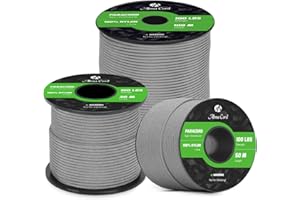 Abma Cord Paracord 2mm Cuerda de 100% Nylon 30m Tipo I Cuerda de Paracaídas 1 Hebra - MAX. 45 kg - Gris