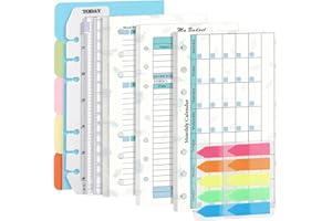 Lot de 3 recharges pour planificateur budgétaire A6 - 82 feuilles Prefdo - Semainier mensuel - Planificateur budgétaire à 6 trous avec poche pour classeur, intercalaire de papier, règle et onglets