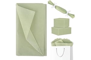 QAZIUY Lot de 60 feuilles de papier de soie vert sauge, 50 x 70 cm, couleur unie, pour cadeau, emballage cadeau, artisanat, anniversaire, mariage, fête prénatale