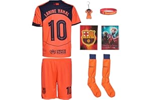 BORIVERAE Lamine Yamal Barcelona - Maillot de football pour enfant - Numéro 19 - Maison 2024 - Ensemble complet pour enfants - Maillot de sport - Maillot d'entraînement de football pour enfants (4-13 ans)