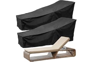 ASelected Lot de 2 housses imperméables et coupe-vent pour chaise longue de jardin - 210 x 75 x 80 cm - Oxford 210D