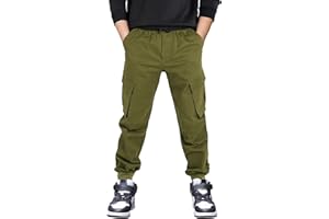 CAMLAKEE Pantalones Cargo Joggers con Cintura Elastica para Niños