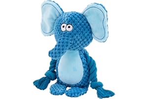 TONYFY Jouets couineurs pour chien avec papier froissé, jouet à mâcher en peluche pour chien, jouet interactif en corde de coton pour chiot, chiens de petite taille et moyen (éléphant bleu)