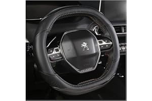WYDMBH Couvre volant Pour Peugeot 3008 4008 5008 Couvercle de volant de la voiture Couvercle de la fibre de carbone + Accessoires auto en cuir PU intérieur (Color Name : Black)