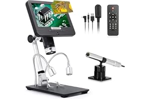 Linkmicro Digital Microscope with Endoscope Image Switchable 7 Inch Screen Two Camera Real Time Sync Play with Metal Adjustable Stand for Material inspection, Phone Repair and SMT/BGA Soldering tools